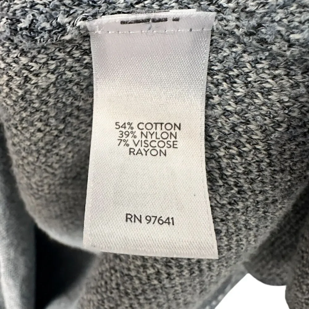 Pure Jill Grey White Snap Long Terrycloth‎ Cardigan Duster Spring Coat Size L